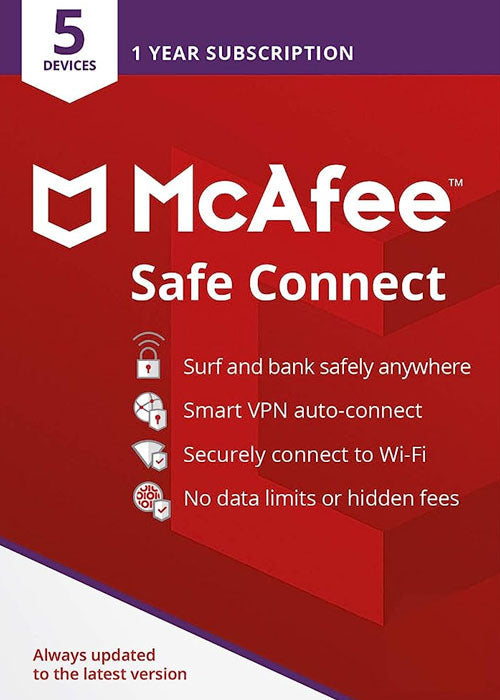 McAfee Safe Connect VPN 2024 - 5 Devices 1 Year Key Global