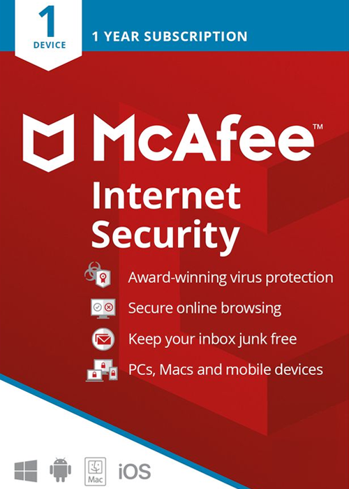 McAfee Internet Security 2024 - 1 Device 1 Year Key